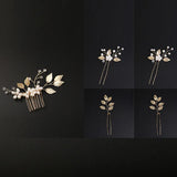 Pearl Wedding Hair Combs Metal Hair Accessories Sets For Women