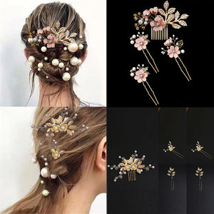 Pearl Wedding Hair Combs Metal Hair Accessories Sets For Women
