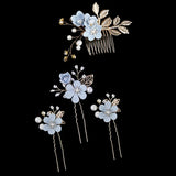 Pearl Wedding Hair Combs Metal Hair Accessories Sets For Women