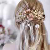 Pearl Wedding Hair Combs Metal Hair Accessories Sets For Women