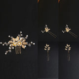 Pearl Wedding Hair Combs Metal Hair Accessories Sets For Women