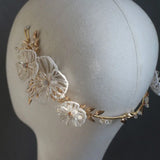 Pearls Flower Women Crown Bridal Tiara Hair Piece Leaf Wedding Hairband