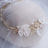 Pearls Flower Women Crown Bridal Tiara Hair Piece Leaf Wedding Hairband