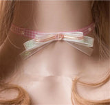 Pink Princess Gothic Necklace Collar Pearl Butterfly Knot Soft Sister Choker