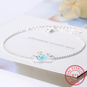Epoxy Whale Fish Bracelet - 925 Sterling Silver