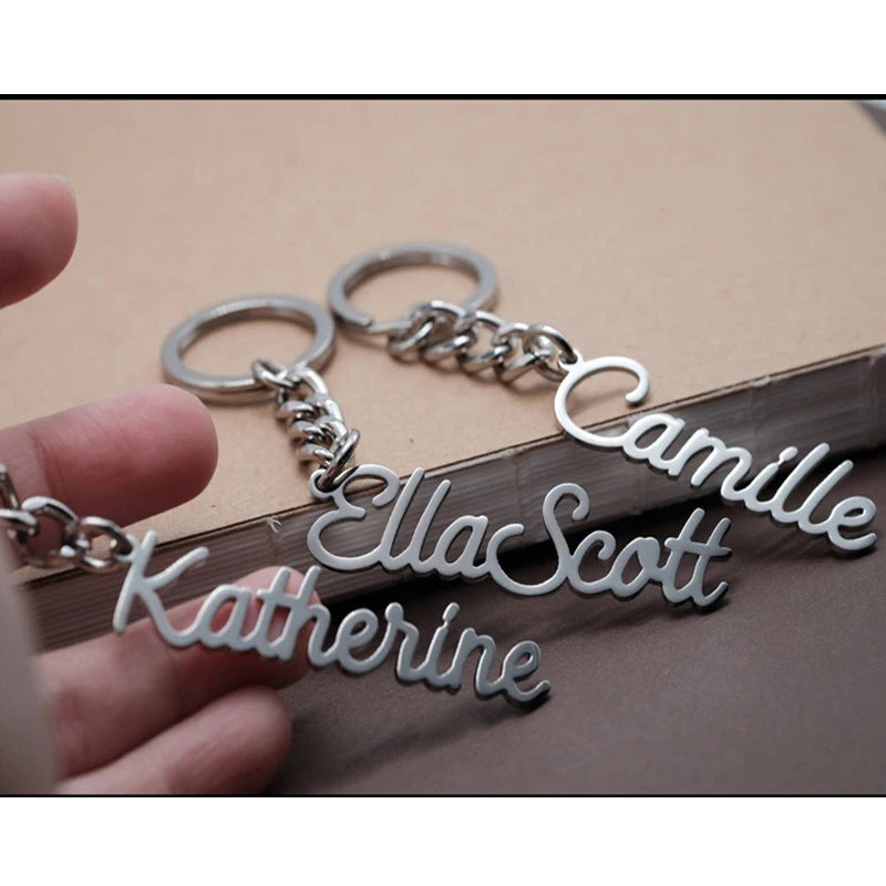 Personalized Name Keychain Stainless Steel Women's Jewelry