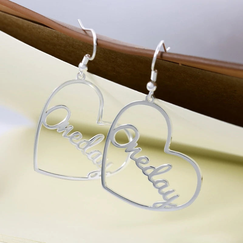 Personalized Name Drop Earrings Stainless Steel Dangle Jewelry