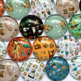 Cartoon Patterns Glass Cabochons Mixed Domed Round Jewelry Accessories
