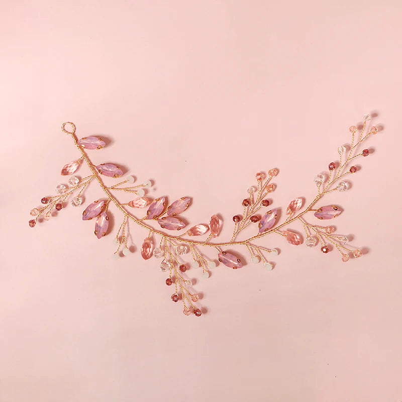 Pink Crystal Headbands for Women Wedding Hair Accessories