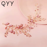 Pink Crystal Headbands for Women Wedding Hair Accessories
