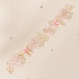 Pink Flower Crystal Headbands Pearl Hair Accessories Bridal Wedding Jewelry