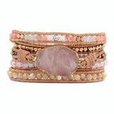 Pink Quartz 5 Wraps Bracelet for Women