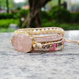 Pink Quartz 5 Wraps Bracelet for Women