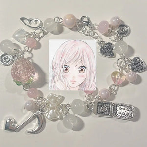 Pink Strawberry Note Phone Charm Lovely Bracelet