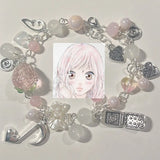 Pink Strawberry Note Phone Charm Lovely Bracelet