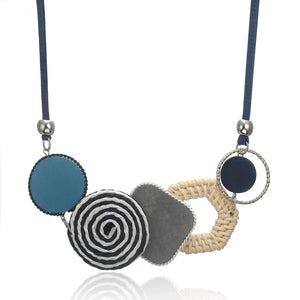 Bamboo Weaving Statement Necklace Plant Fibres for Women MX059