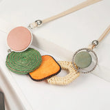 Bamboo Weaving Statement Necklace Plant Fibres for Women MX059