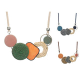 Bamboo Weaving Statement Necklace Plant Fibres for Women MX059