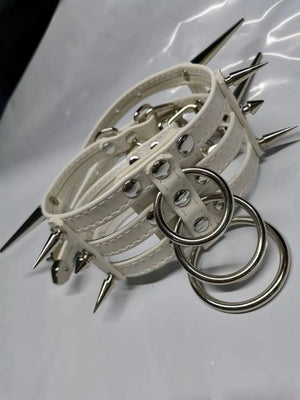 Punk Gothic Spiked Spikes Heavy Duty 3 Row Layered O Ring Choker