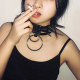 Punk Gothic Spiked Spikes Heavy Duty 3 Row Layered O Ring Choker