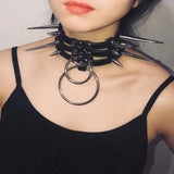 Punk Gothic Spiked Spikes Heavy Duty 3 Row Layered O Ring Choker