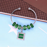 Rose Green Beads Greek Sorority Links Cuff Bangles