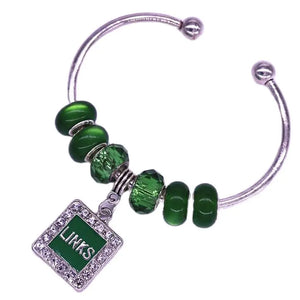 Rose Green Beads Greek Sorority Links Cuff Bangles