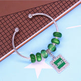 Rose Green Beads Greek Sorority Links Cuff Bangles