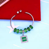 Rose Green Beads Greek Sorority Links Cuff Bangles
