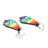 Rainbow Ghost Earrings Double Side Print Wooden Halloween Statement Earrings