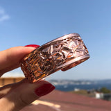 Copper Bangle Bracelet & Ring Set Boho Style Gift