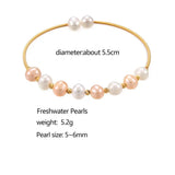 Freshwater Pearl Bracelet Women Wire Bangle Open Gift