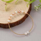 Freshwater Pearl Bracelet Women Wire Bangle Open Gift
