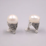 S925 Sterling Silver Drop Pearl Zircon Earrings