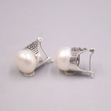 S925 Sterling Silver Drop Pearl Zircon Earrings