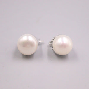 S925 Sterling Silver Drop Pearl Zircon Earrings