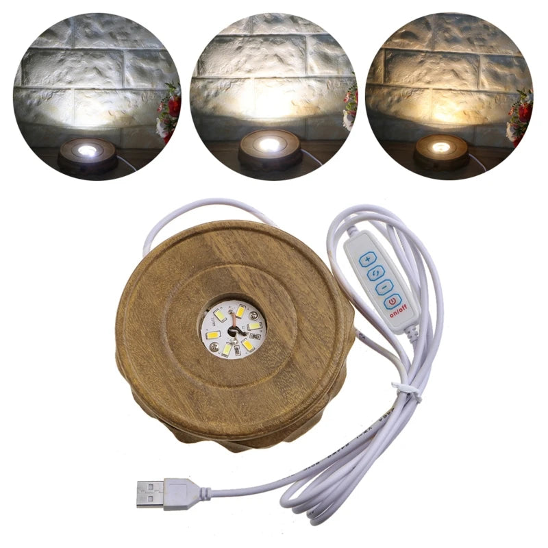 Resin Art Wood LED Light Display Base