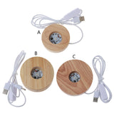 LED Resin Art Wood Round Display Base Colorful Light Wooden Night Base