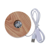LED Resin Art Wood Round Display Base Colorful Light Wooden Night Base