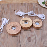 Resin Art Wood Round LED Display Base Colorful Light Wooden Night Base