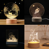 LED Display Base Colorful Light Wooden Night Base Resin Art Stand