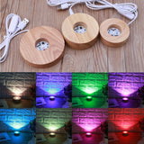 LED Display Base Colorful Light Wooden Night Base Resin Art Stand