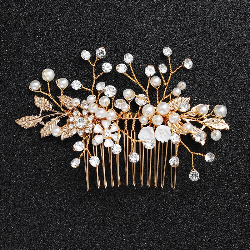 Rhinestone Flower Hair Combs Clips Bridal Wedding Headpiece