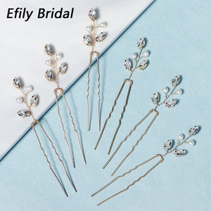 Rhinestone Hair Forks Pins Jewelry Pearl Bridal Wedding Accessories