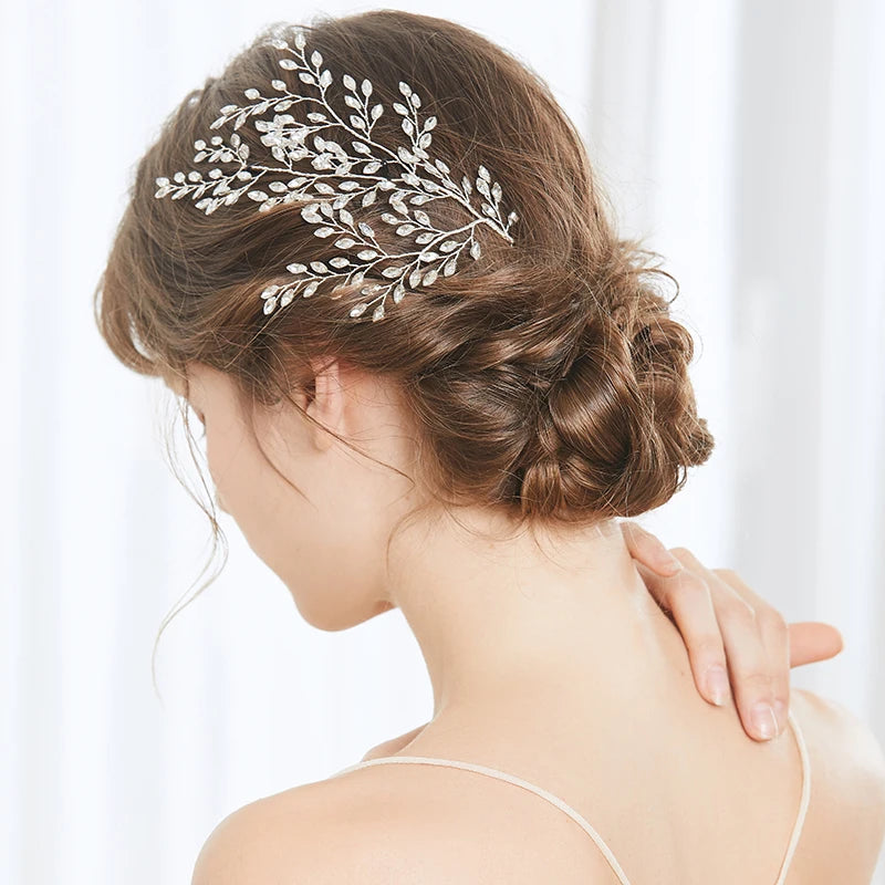 Rhinestone Headband Wedding Hair Accessory Silver Bride Headpiece