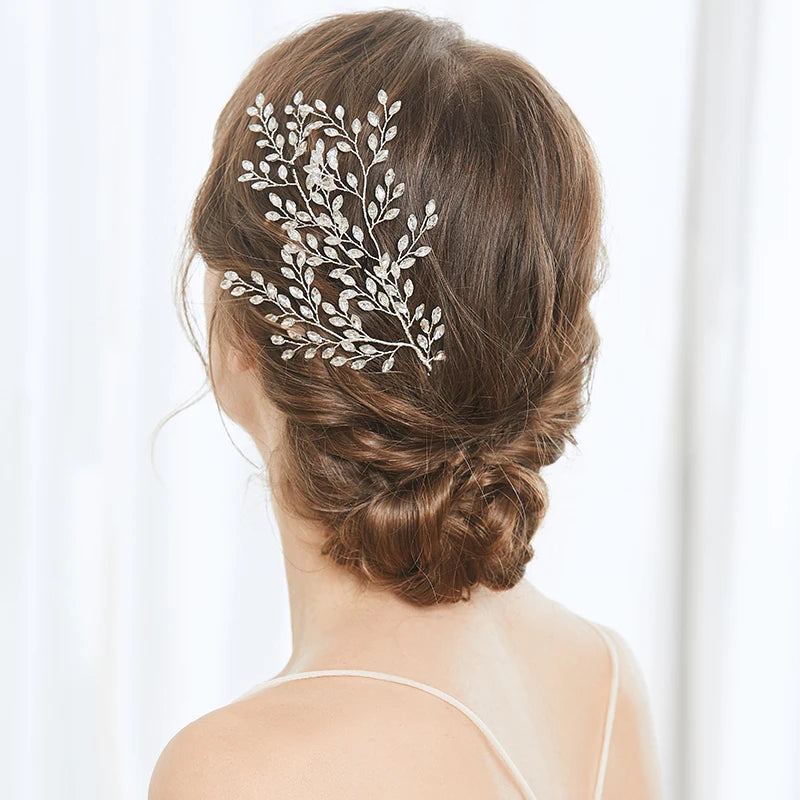Rhinestone Headband Wedding Hair Accessory Silver Bride Headpiece
