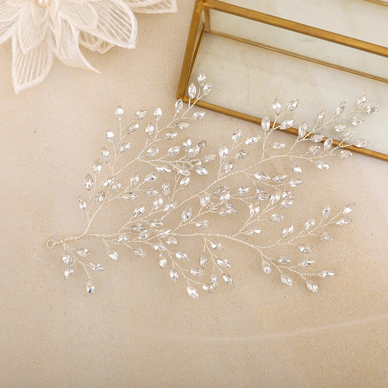 Rhinestone Headband Wedding Hair Accessory Silver Bride Headpiece