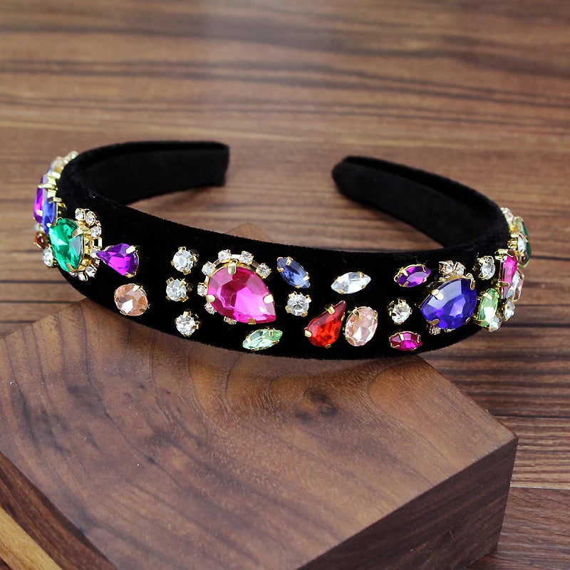 Colorful Crystal Leaf Hairband for Women