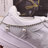 Rhinestone Tassel Shoe Chain Necklace Jewelry Crystal Letter Pendant Shoes Decor