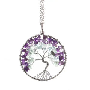 Crystal Gravel Amethyst Fluorite Tree Of Life Choker